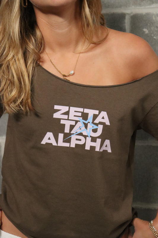 Brandy Melville Robyn Top - Brown and Pink Zeta Star Crop Top