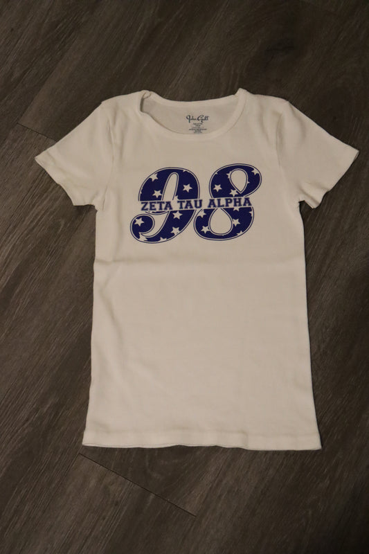 Brandy Melville Zelly Long Top - Cream and Navy Zeta 98 Shirt