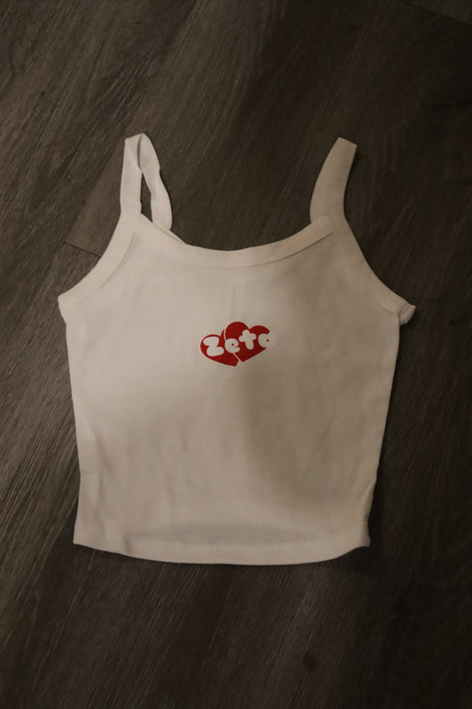 White Zeta Heart Tank Top
