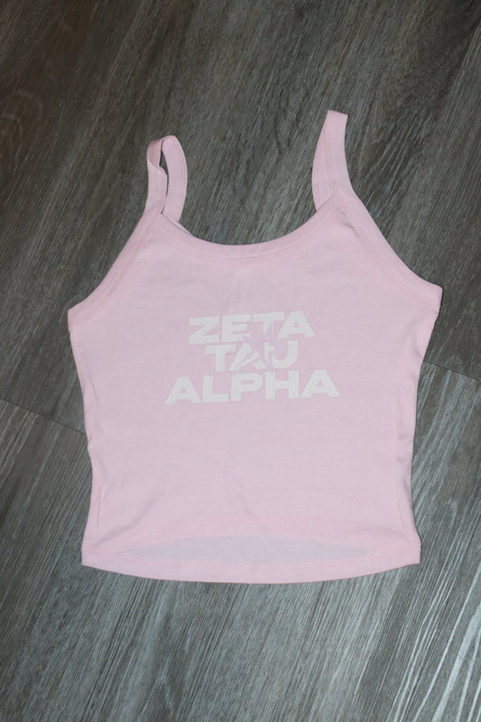 Pink and White Zeta Star Tank Top